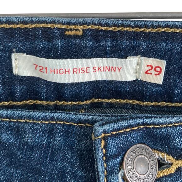 Levis 721 Blue Story High Rise Skinny Dark Wash Tailored Stretchy Jeans Size 29 - Picture 7 of 15